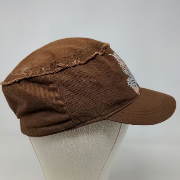 Unbranded Women's Cadet Cap Brown Size OSFA 100% Cotton Rhinestone Bird Logo - Picture 4 of 7